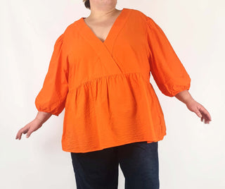 Commonry orange seersucker long sleeve top size 22 Commonry preloved second hand clothes 1