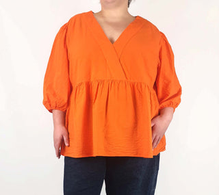 Commonry orange seersucker long sleeve top size 22 Commonry preloved second hand clothes 4