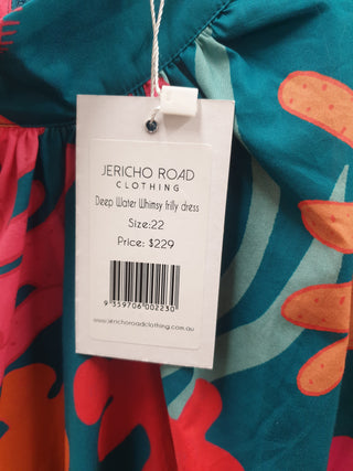 Jericho Road deep water whimsy frill dress size 22 (as new with tags)