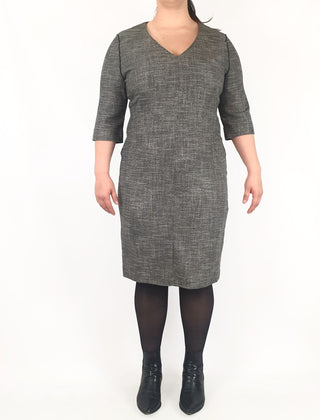 Veronica Maine grey 3/4 sleeve dress size 16 (best fits size 14