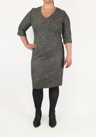 Veronica Maine grey 3/4 sleeve dress size 16 (best fits size 14)