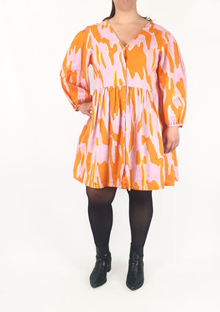 Gorman pink and orange print long sleeve dress size 14 Gorman preloved second hand clothes 2