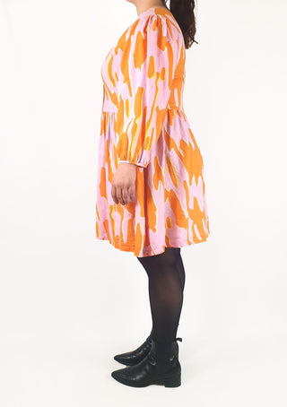 Gorman pink and orange print long sleeve dress size 14 Gorman preloved second hand clothes 4