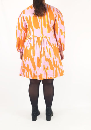 Gorman pink and orange print long sleeve dress size 14 Gorman preloved second hand clothes 6