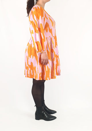 Gorman pink and orange print long sleeve dress size 14 Gorman preloved second hand clothes 5