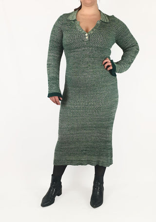 Apero green knit long sleeve maxi dress size L Apero preloved second hand clothes 2