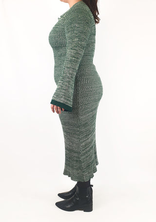 Apero green knit long sleeve maxi dress size L Apero preloved second hand clothes 6