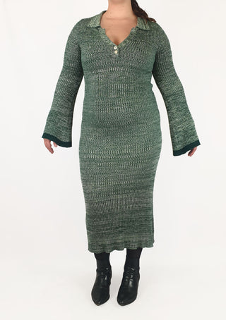 Apero green knit long sleeve maxi dress size L Apero preloved second hand clothes 4
