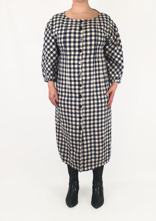 Gorman blue and white check print long sleeve dress size 16 Gorman preloved second hand clothes 3
