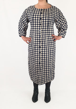 Gorman blue and white check print long sleeve dress size 16 Gorman preloved second hand clothes 2