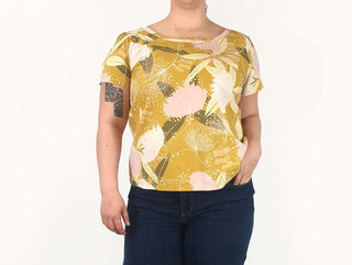 Rummage Style mustard floral print top size 16 Rummage Style preloved second hand clothes 1