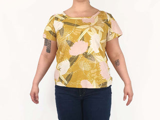 Rummage Style mustard floral print top size 16 Rummage Style preloved second hand clothes 2