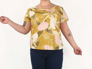 Rummage Style mustard floral print top size 16 Rummage Style preloved second hand clothes 3