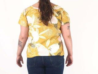 Rummage Style mustard floral print top size 16 Rummage Style preloved second hand clothes 5