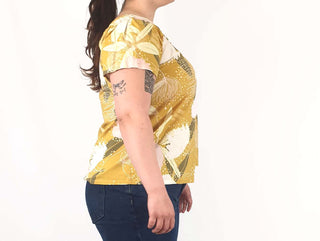 Rummage Style mustard floral print top size 16 Rummage Style preloved second hand clothes 6