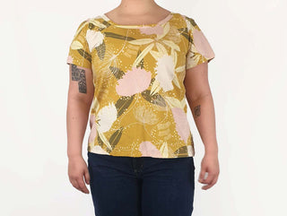 Rummage Style mustard floral print top size 16 Rummage Style preloved second hand clothes 7