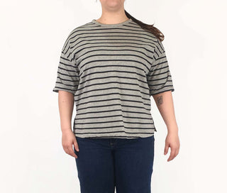 Cos grey and white striped top size L Cos preloved second hand clothes 3