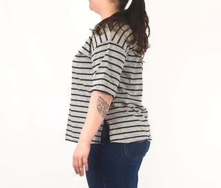 Cos grey and white striped top size L Cos preloved second hand clothes 4