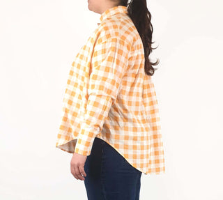 Japan Studios orange check oversize shirt fits size 14 - 16 Japan Studios preloved second hand clothes 4