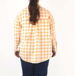 Japan Studios orange check oversize shirt fits size 14 - 16 Japan Studios preloved second hand clothes 5