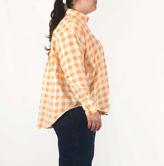 Japan Studios orange check oversize shirt fits size 14 - 16 Japan Studios preloved second hand clothes 6