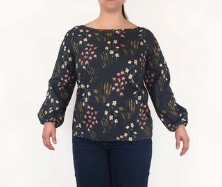 Rummage Style black floral print long sleeve top size 16 Rummage Style preloved second hand clothes 3