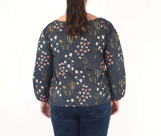 Rummage Style black floral print long sleeve top size 16 Rummage Style preloved second hand clothes 6