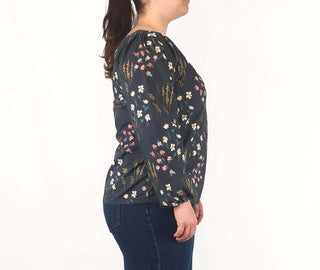 Rummage Style black floral print long sleeve top size 16 Rummage Style preloved second hand clothes 5