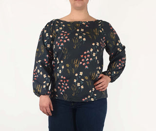 Rummage Style black floral print long sleeve top size 16 Rummage Style preloved second hand clothes 2