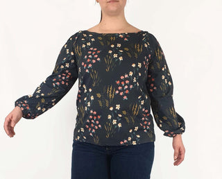 Rummage Style black floral print long sleeve top size 16 Rummage Style preloved second hand clothes 1