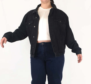 Princess Polly black denim jacket size S/M (best fits 14 - 16) Princess Polly preloved second hand clothes 2