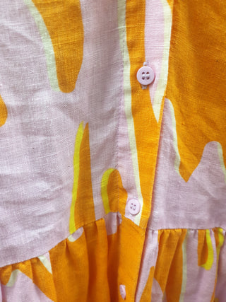 Gorman pink and orange print long sleeve dress size 14