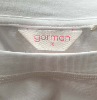 Gorman white top with pink flower print size 14 (note tiny mark) Gorman preloved second hand clothes 6