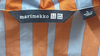 Marimekko + Uniqlo orange and grey striped shirt size L Uniqlo preloved second hand clothes 7