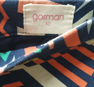 Gorman unique angular print mini skirt size 10 (small fit, best fits 8) Gorman preloved second hand clothes 8