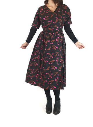 Gorman + Jamilla Okubo black and pink print dress size 8 Gorman preloved second hand clothes 3