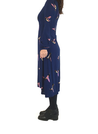 Leonard St blue bird print long sleeve dress size 8 Leonard St preloved second hand clothes 5