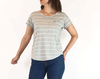 Skin & Threads grey and white striped top size 1 Skin & Threads preloved second hand clothes 3