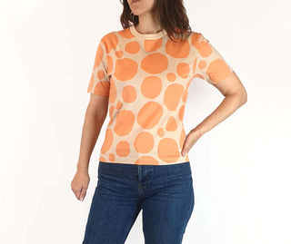 Marimekko + Uniqlo orange print top size XXS (large fit, fits 6 - 8) Uniqlo preloved second hand clothes 1