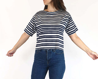 Marimekko + Uniqlo blue and white striped top size XXS (large fit, fits 6 - 8) Uniqlo preloved second hand clothes 2