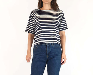 Marimekko + Uniqlo blue and white striped top size XXS (large fit, fits 6 - 8) Uniqlo preloved second hand clothes 4