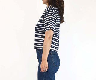 Marimekko + Uniqlo blue and white striped top size XXS (large fit, fits 6 - 8) Uniqlo preloved second hand clothes 5