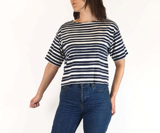 Marimekko + Uniqlo blue and white striped top size XXS (large fit, fits 6 - 8) Uniqlo preloved second hand clothes 3