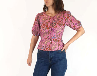 Princess Highway pink floral print top size 6 (fits 6 - 8) Princess Highway preloved second hand clothes 3