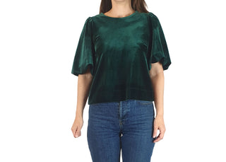 Leonard St green velvet half sleeve top size 8 Leonard St preloved second hand clothes 4