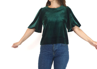 Leonard St green velvet half sleeve top size 8 Leonard St preloved second hand clothes 5