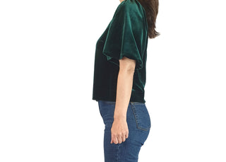 Leonard St green velvet half sleeve top size 8 Leonard St preloved second hand clothes 6