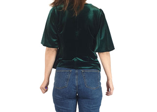 Leonard St green velvet half sleeve top size 8 Leonard St preloved second hand clothes 8