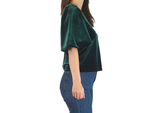 Leonard St green velvet half sleeve top size 8 Leonard St preloved second hand clothes 7