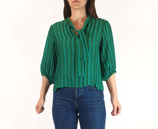 Leonard St green striped 3/4 sleeve top size 8 Leonard St preloved second hand clothes 2